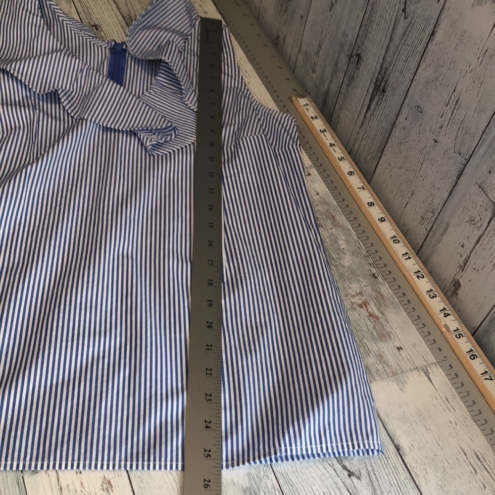 J.Crew Ruffled V-Neck Stripe Sleeveless Top 2 - Picture 10 of 10